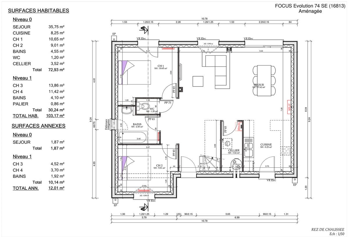 Plan Rez-de-chaussée Maison Evo City
