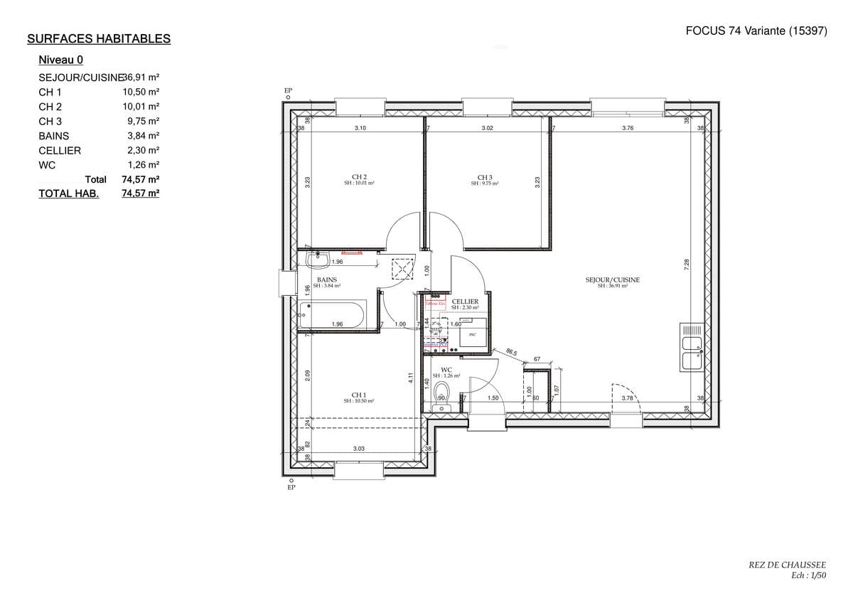 Plan Rez-de-chaussée Maison Tiny City