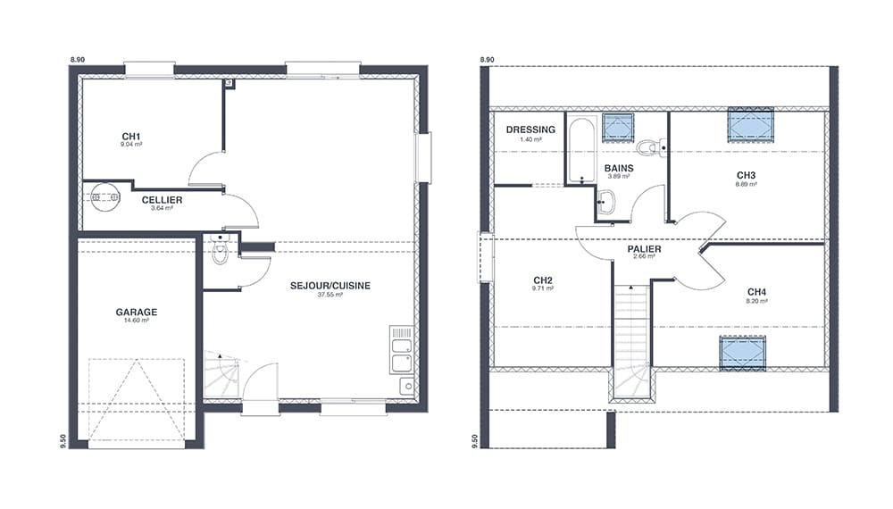 Plan Rez-de-chaussée Maison Up
