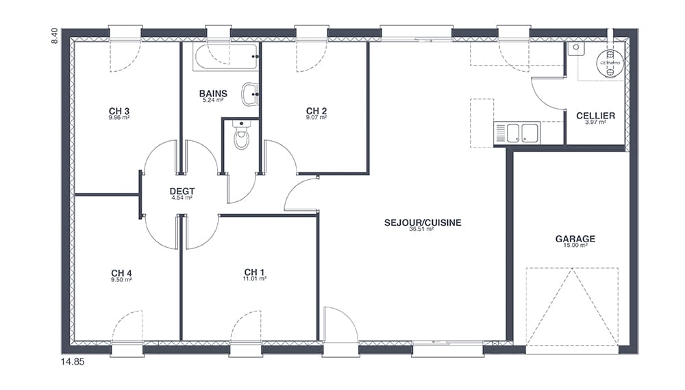 Plan Rez-de-chaussée Maison Family