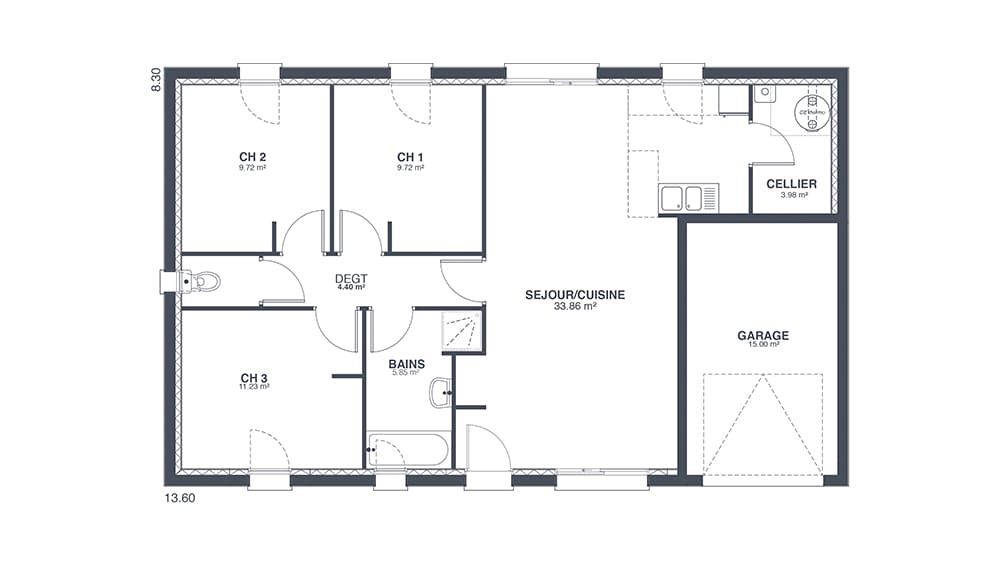 Plan Rez-de-chaussée Maison Cosy
